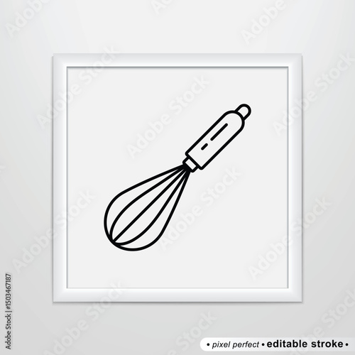 Whisk thin line icon, editable stroke, pixel perfect, compatible for app or web, isolated on a white background