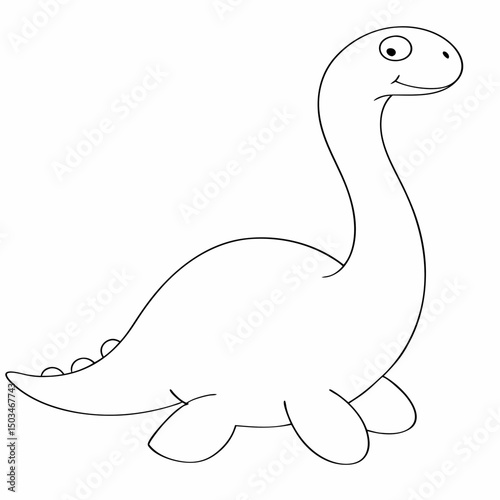 Loch ness monster coloring page simple and minimal line art illustration on white background