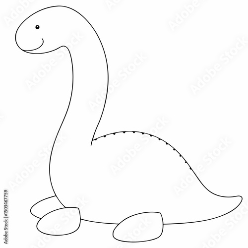 Loch ness monster coloring page simple and minimal line art illustration on white background