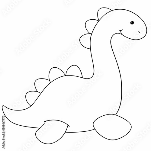 Loch ness monster coloring page simple and minimal line art illustration on white background