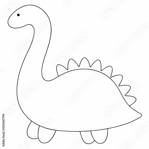 Loch ness monster coloring page simple and minimal line art illustration on white background