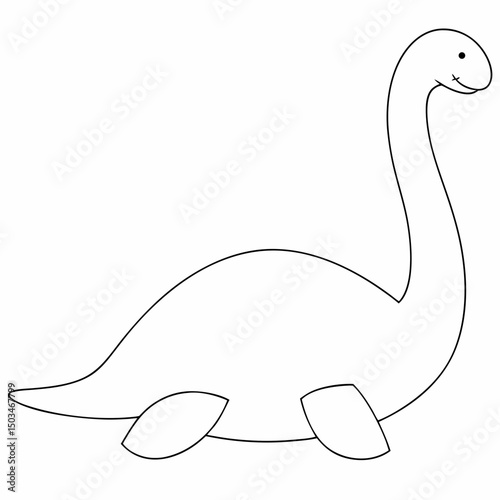 Loch ness monster coloring page simple and minimal line art illustration on white background