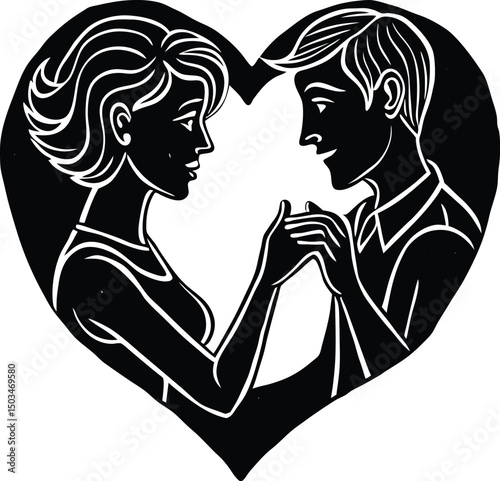 Couple Forming a Heart Shape with Their Hands