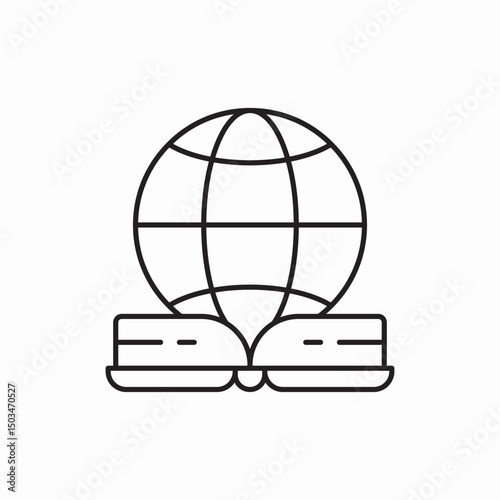 book globe network icon sign vector