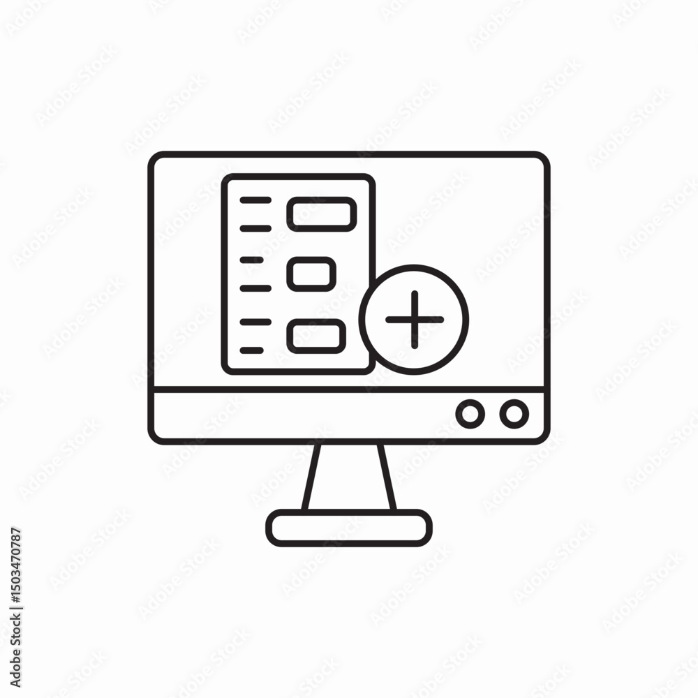 computer add new list icon sign vector computer add new list icon sign vector