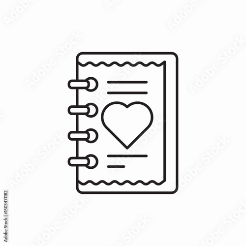 notebook with heart icon sign vector