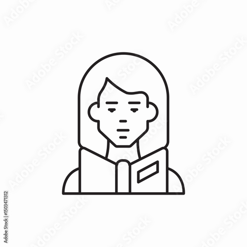 reading girl book icon sign vector