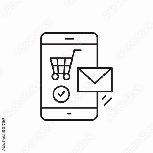 smartphone mobile purchase cart notification icon sign vector