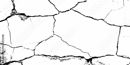  white surface with a network of black cracks and textured surface details visible white grunge background.