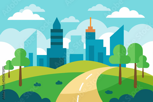 city landscape with trees