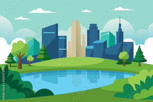 city landscape with trees