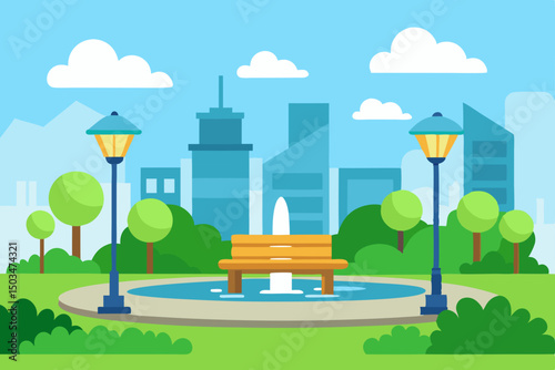 city landscape with trees