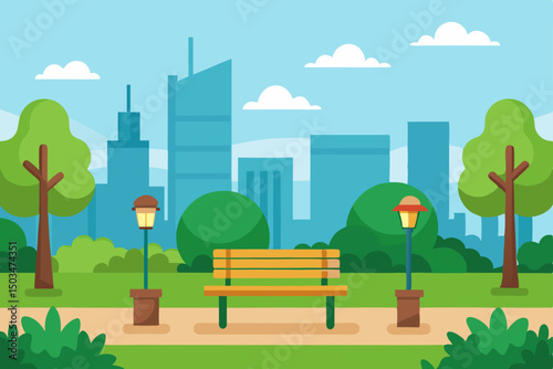 vector illustration of a city park