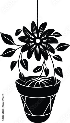 Flower In Teacup Silhouette Cute Vintage Style