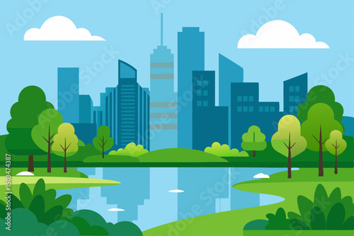 city landscape with trees