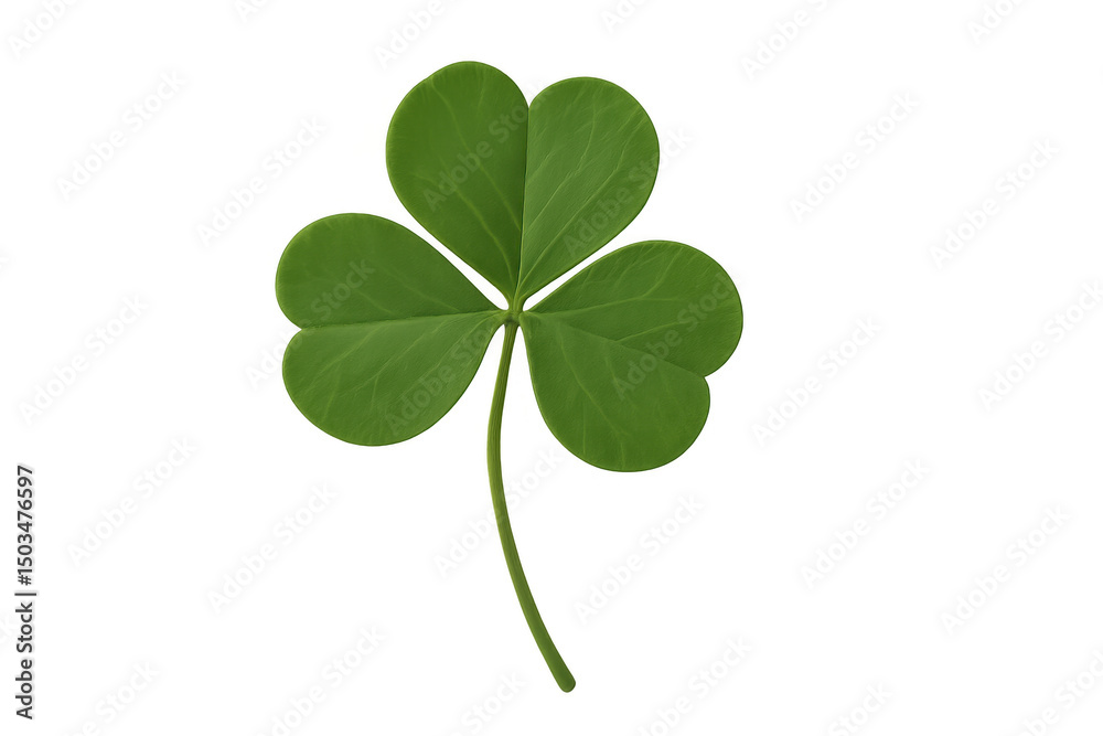 Obraz premium Green clover leaf with stem growing on transparent background, perfect for your saint patrick's day projects