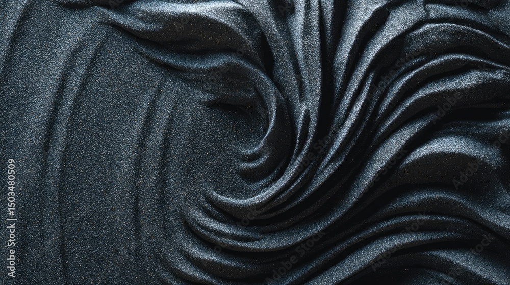 Fototapeta premium Textured Black Elegant Swirls Carved in Fabric with Modern Art.
