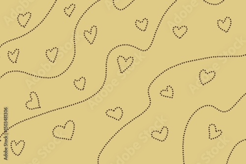 Dotted Hearts on Yellow Background – Cute Romantic Abstract Design
