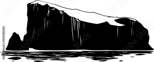 Monochrome Illustration of an Iceberg in the Sea