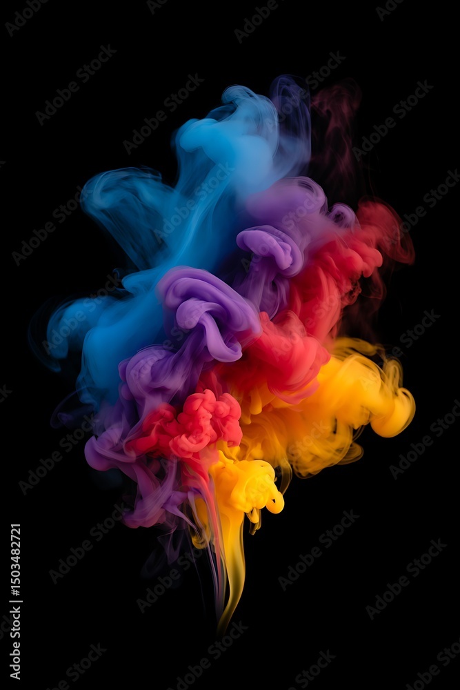 Obraz premium Vibrant Color Explosion Abstract Ink Swirl in Motion