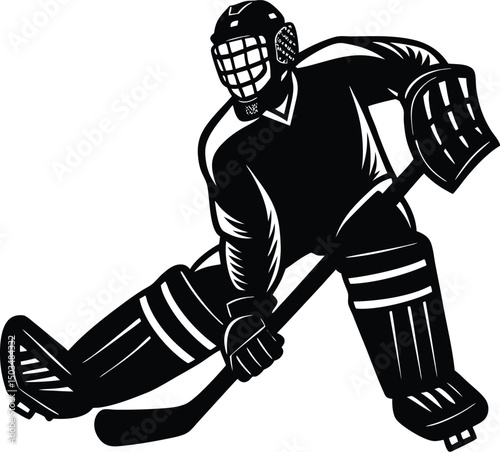 Hockey Goalie Blocking A Shot Silhouette
