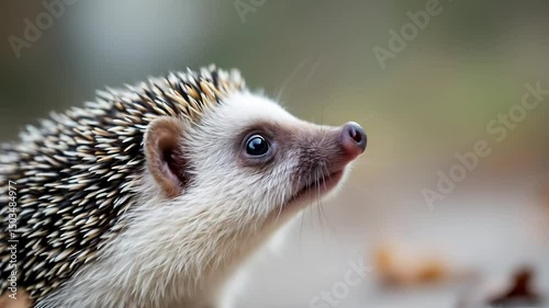 Close up of curious hedgehog sniffing the air