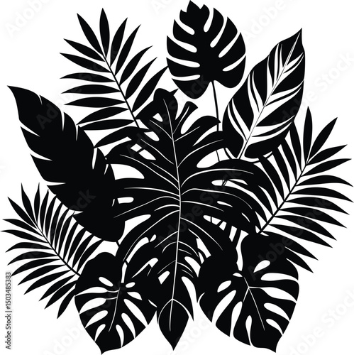 Layered Jungle Leaf Silhouette Set