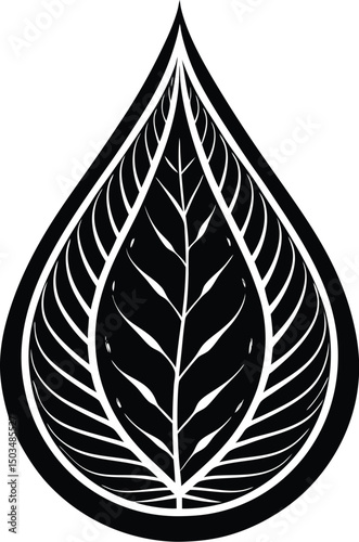 Leaf Inside A Drop Shape Silhouette