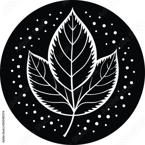 Leaf Silhouette Emerging From Circle Or Dot