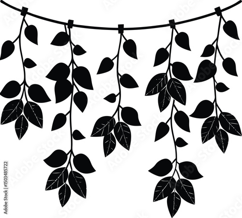 Leaves Hanging From Wire Silhouette Garland Style
