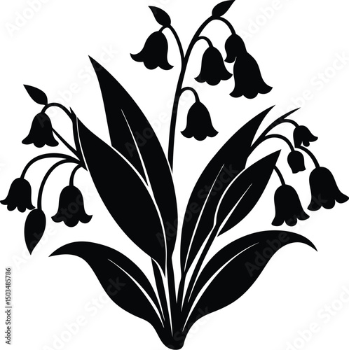 Lily Of The Valley Silhouette With Bell Shaped Flowers