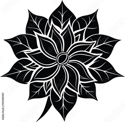 Line Art Style Flower Silhouette Popular For Tattoos