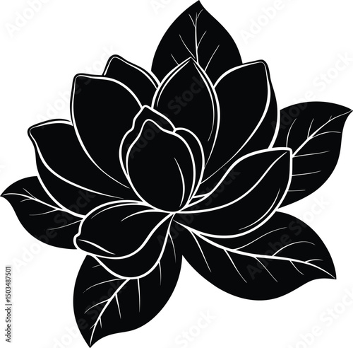 Magnolia Flower Silhouette With Large Overlapping Petals