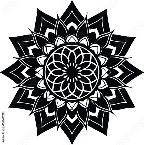 Mandala Style Flower Silhouette
