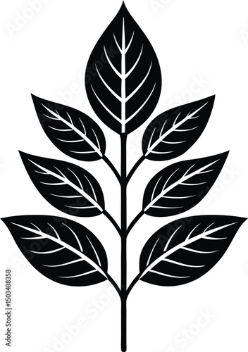 Minimal Double Leaf Stem Silhouette For Branding