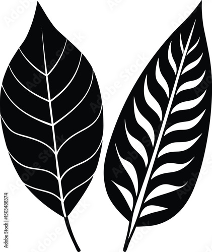 Minimal Botanical Leaf Duo Silhouette