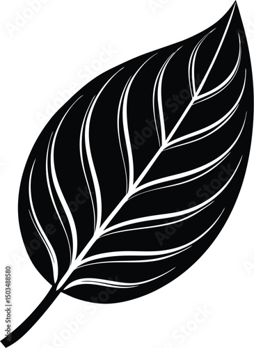 Minimal Single Leaf Silhouette With Curved Stem