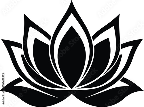 Minimal Lotus Icon Silhouette For Logos