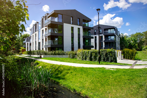 New houses construction. Residential house development	