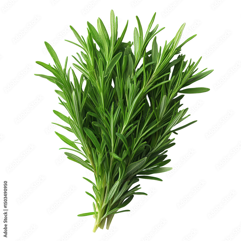 Fototapeta premium Vibrant culinary herb rosemary, showcasing delicate leaves against a contrasting backdrop