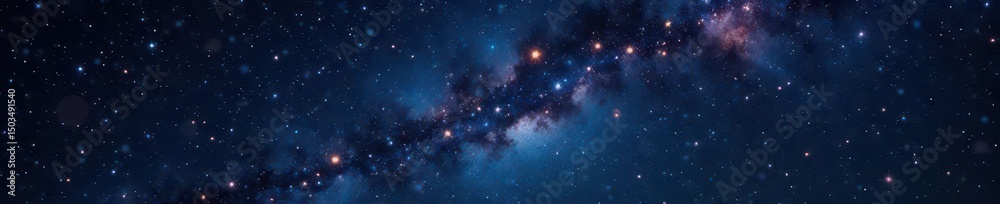 Fototapeta premium Vast, inky black canvas sprinkled with countless shimmering stars , universe, outer space, astronomical