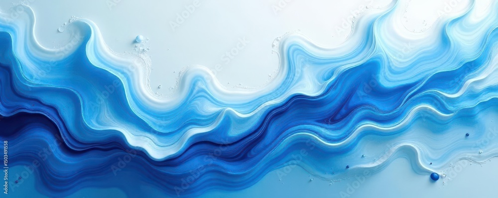 Fototapeta premium Swirling abstract blue and white fluid acrylics, ethereal texture , abstract, acrylic pour