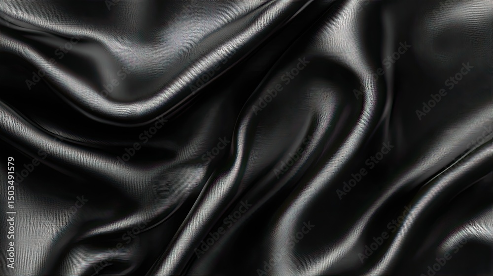 Fototapeta premium Black Silk Waves Elegant fabric with smooth with dark folds and soft light.