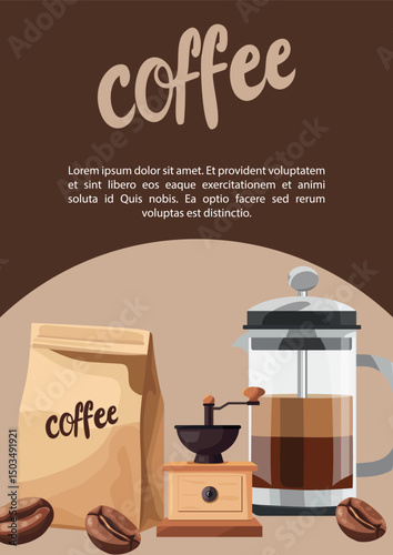Coffee flyers. Flat vector clipart, illustration with isolated background.