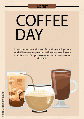 Coffee flyers. Flat vector clipart, illustration with isolated background.