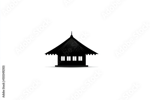 Traditional Architecture Silhouette with Distinctive Roof Design for Cultural and Historical Th
