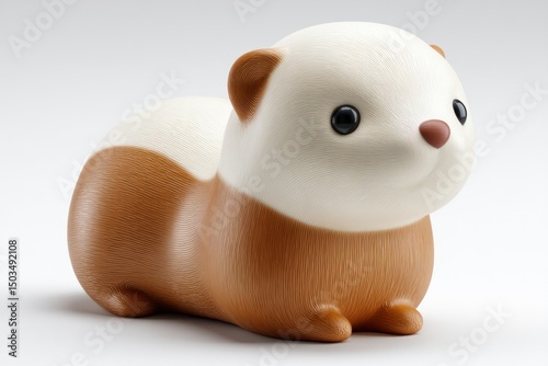 Adorable Ceramic Animal Figurine with Soft Brown and White Fur Perfect for Home Decor or Gift