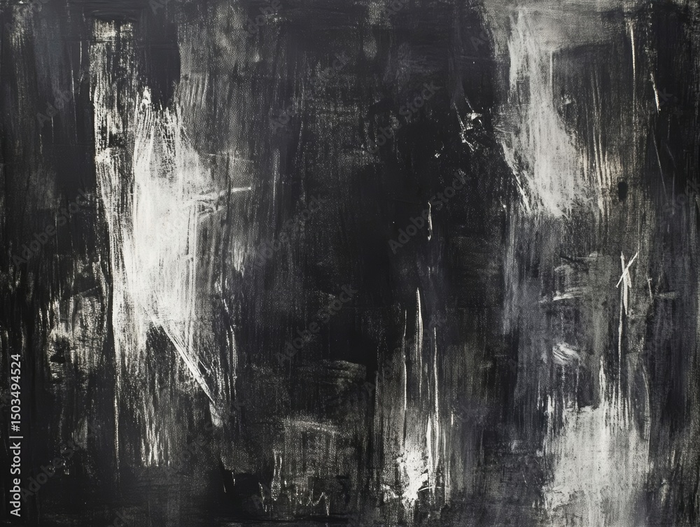 Fototapeta premium Abstract charcoal smudges with white chalk highlights minimalist monochrome texture