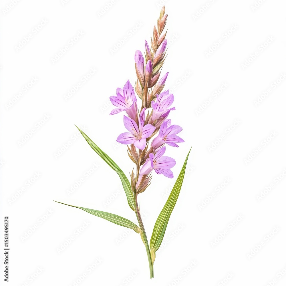 Naklejka premium agrostemma githago corn cockle plant purple flowers and slender leaves isolated on white transparent background