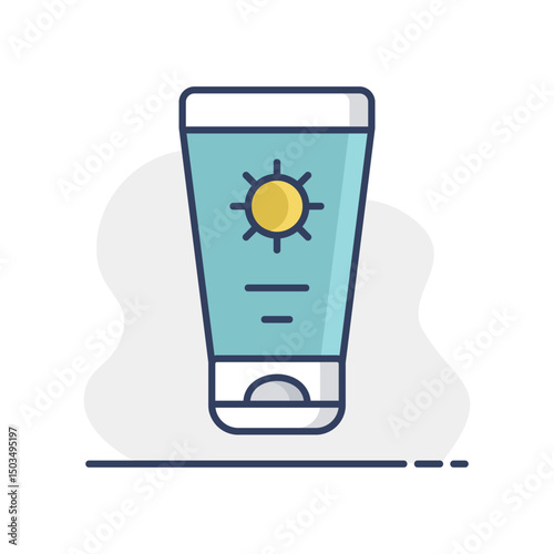 Sunscreen cream in tube flat vector icon